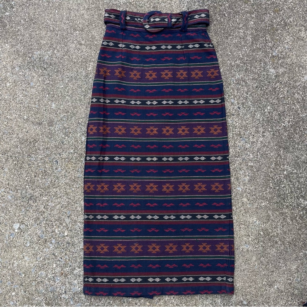 Vintage woven geometric multicolor skirt